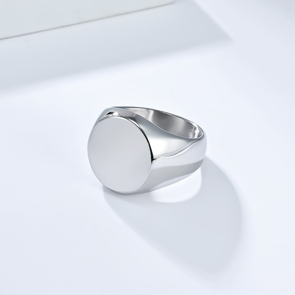 Titanium Steel Mens Ring Planderful Minimalist Seal Pattern Jewelry For Modern Gents