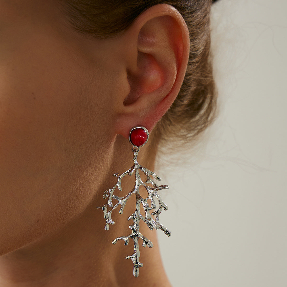 Planderful Metal Wind Flower Stud Earrings Vienna Verve For Women Geometric Turquoise Coral Imitation Statement