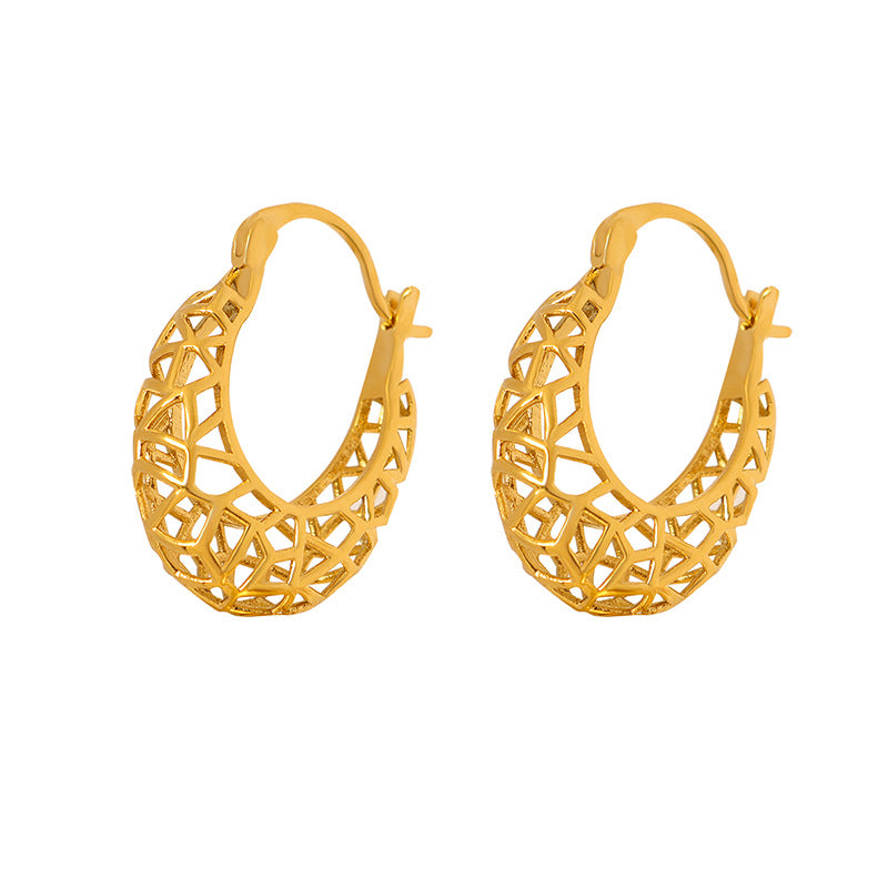 Exaggerated Irregular Hollow Circle Earrings - Niche Design Statement Ear Studs