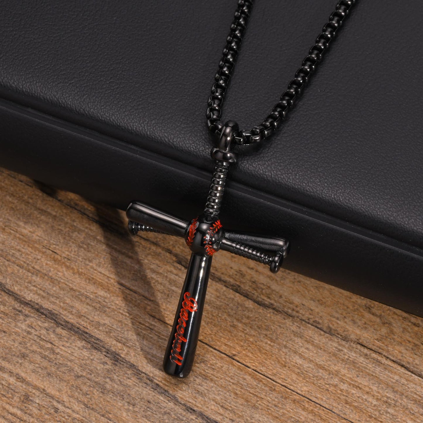 Stainless Steel Baseball Cross Pendant Necklace for Men