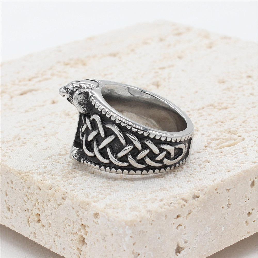 Planderful Personalized Retro Viking Titanium Steel Ring For Men And Unisex Protection Symbol