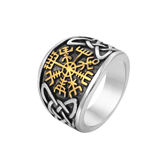 Planderful Titanium Steel Viking Ring For Men Unisex Nordic Heavy Metal Style Protection Statement