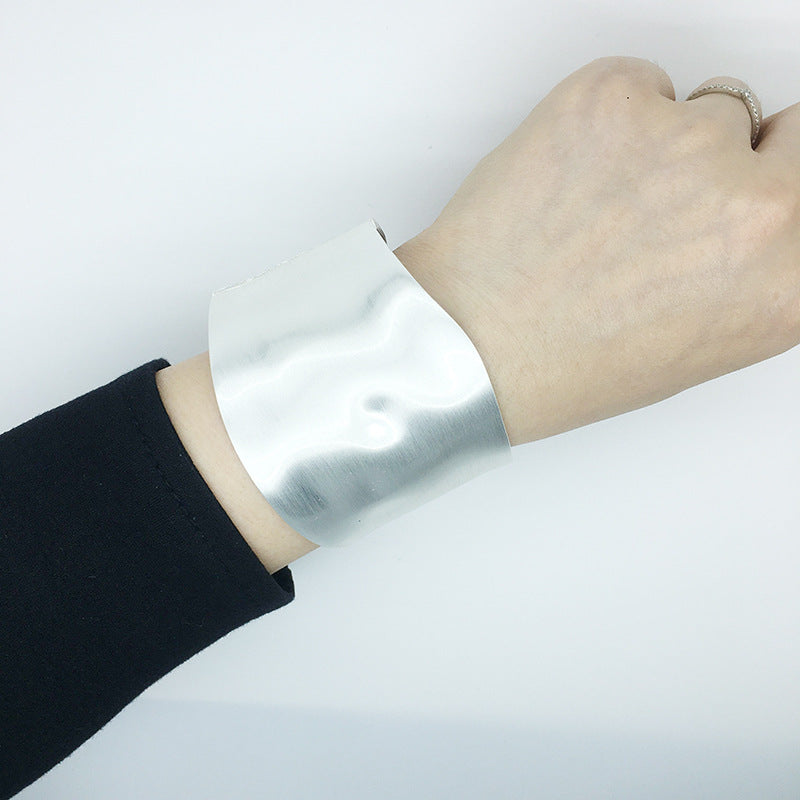 Bold Gold Metal Wide Edge Punk Bracelet - Vienna Verve Collection