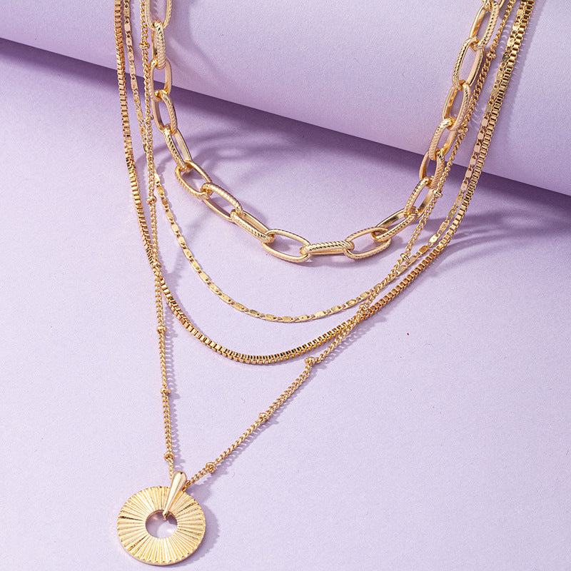 European Charm Layered Necklace with Cross Pendant - Vienna Verve Collection