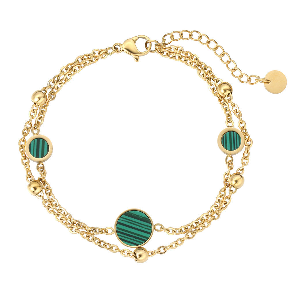 Planderful Peacock Blue Double Layer Bracelet For Women Elegant Statement Accessory Everyday Genie Collection