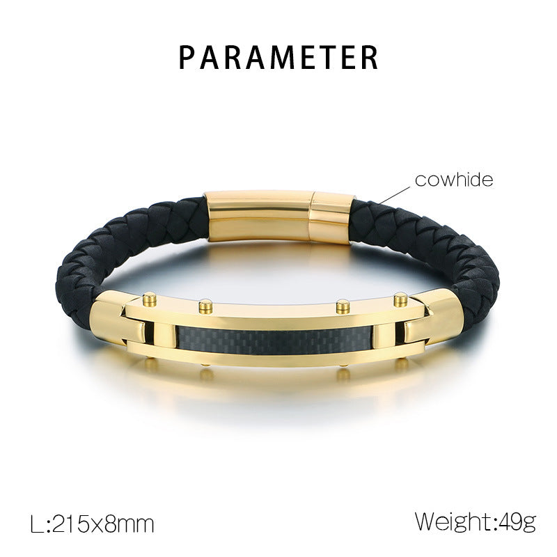 Cool Carbon Fiber Woven Leather Bracelet – & Men's Stainless Steel Bracelet