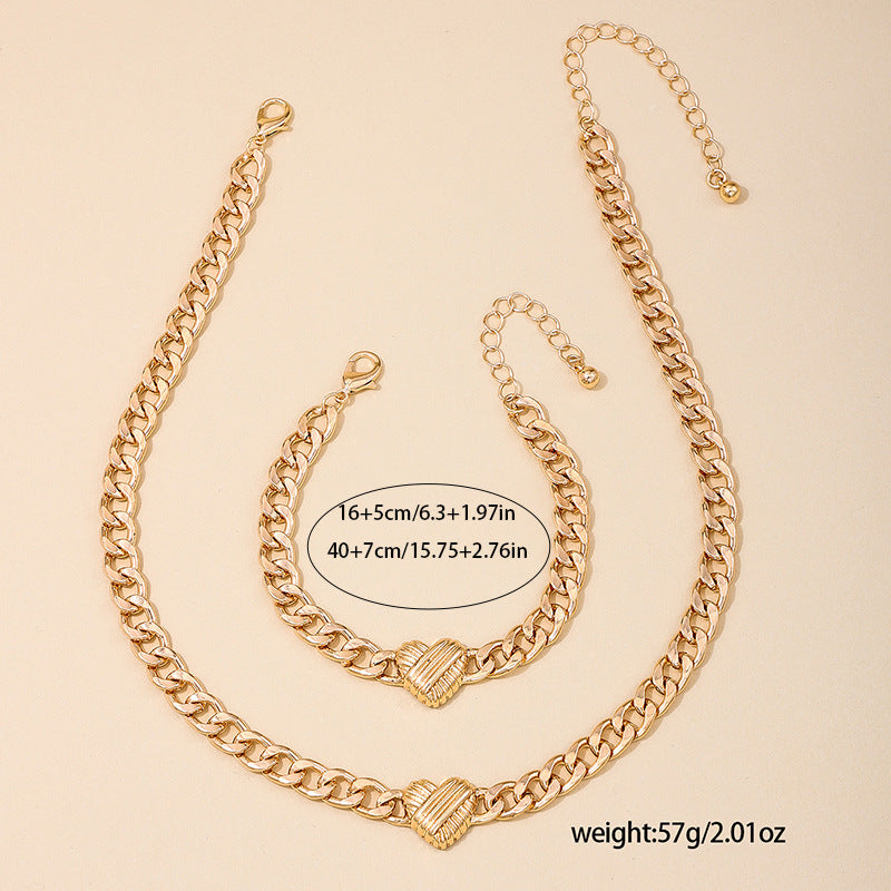 Fashionable Metal Chain Love Jewelry Set for Women - Vienna Verve Collection