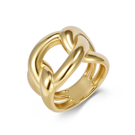 Planderful Titanium Steel Ring For Unisex Exaggerated Irregular Cuban Chain Bold Light Luxury Statement