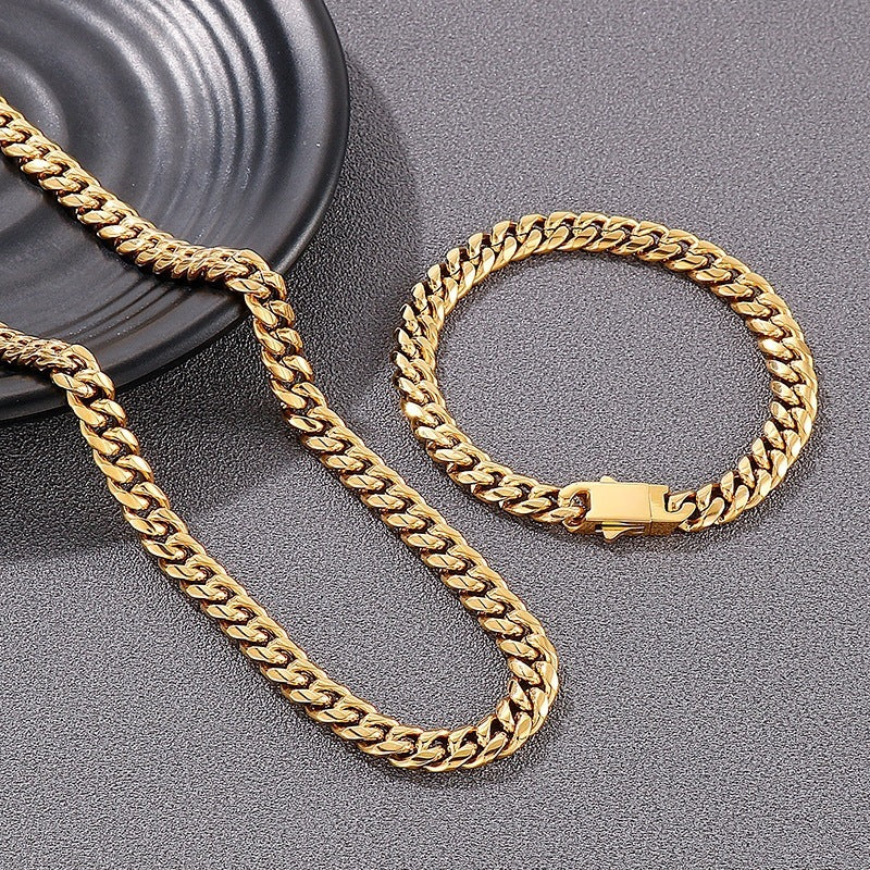 Daily Trendy Men's 8mm Double Weaving Round Grinding Men's Stainless Steel Necklace, Minimalist