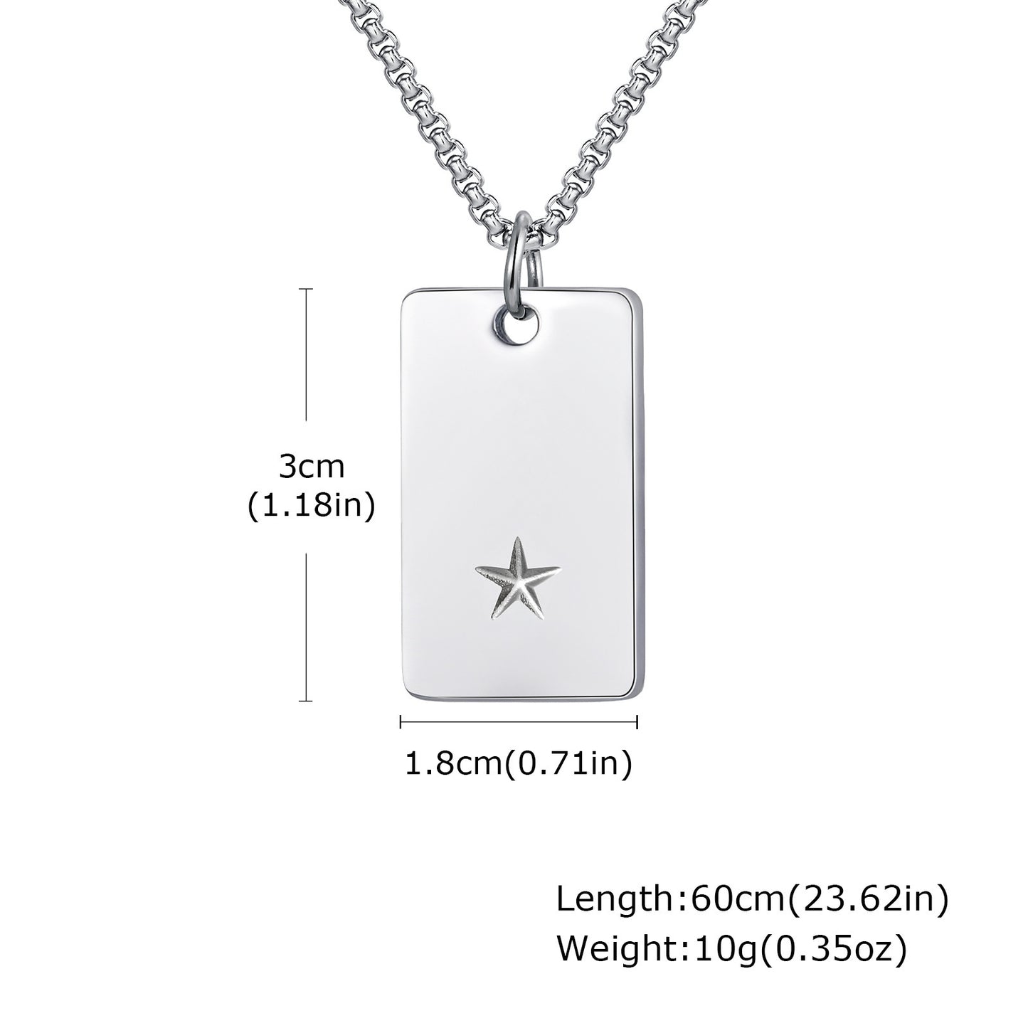 Planderful Mens Hip Hop Pentagram Stainless Dog Tag Pendant