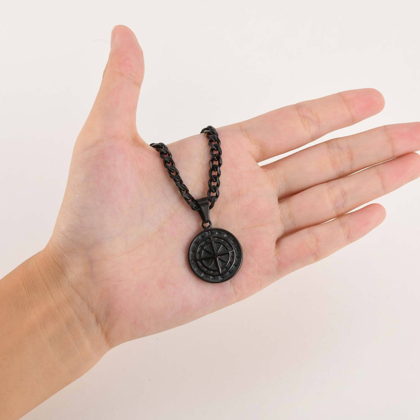 Planderful Stainless Steel Compass Pendant Necklace for Men