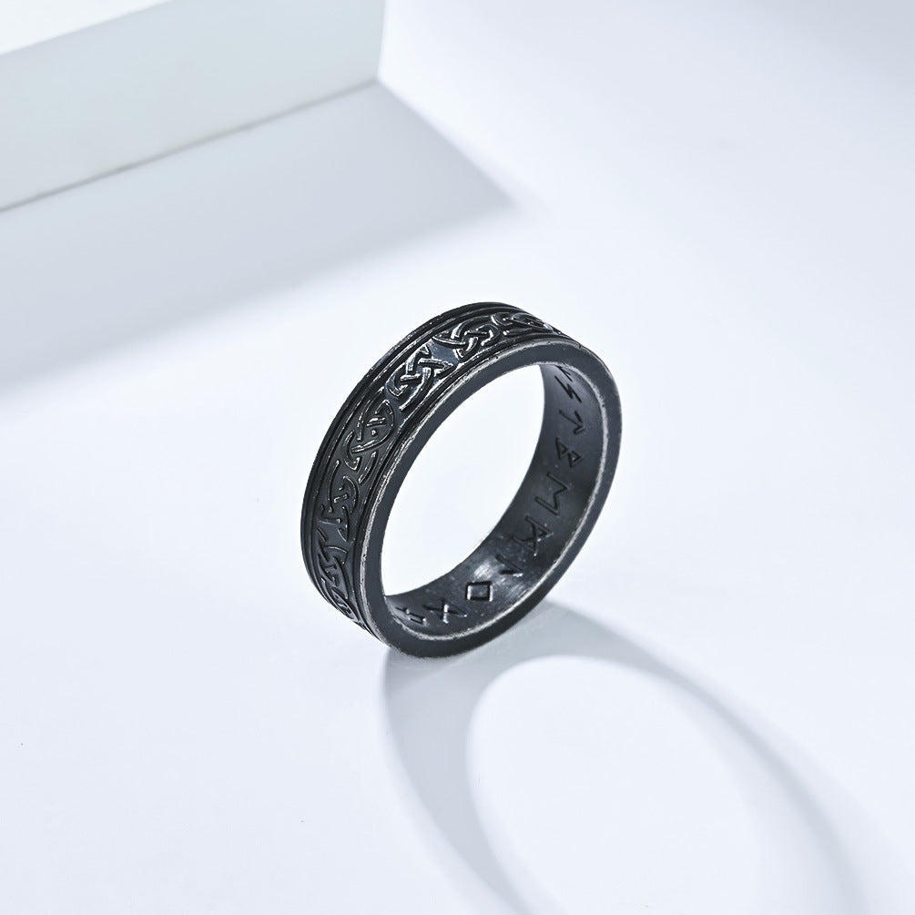 Stainless Steel Viking Celtic Knot Ring With Personalized Letter Engraving For Men By Planderful