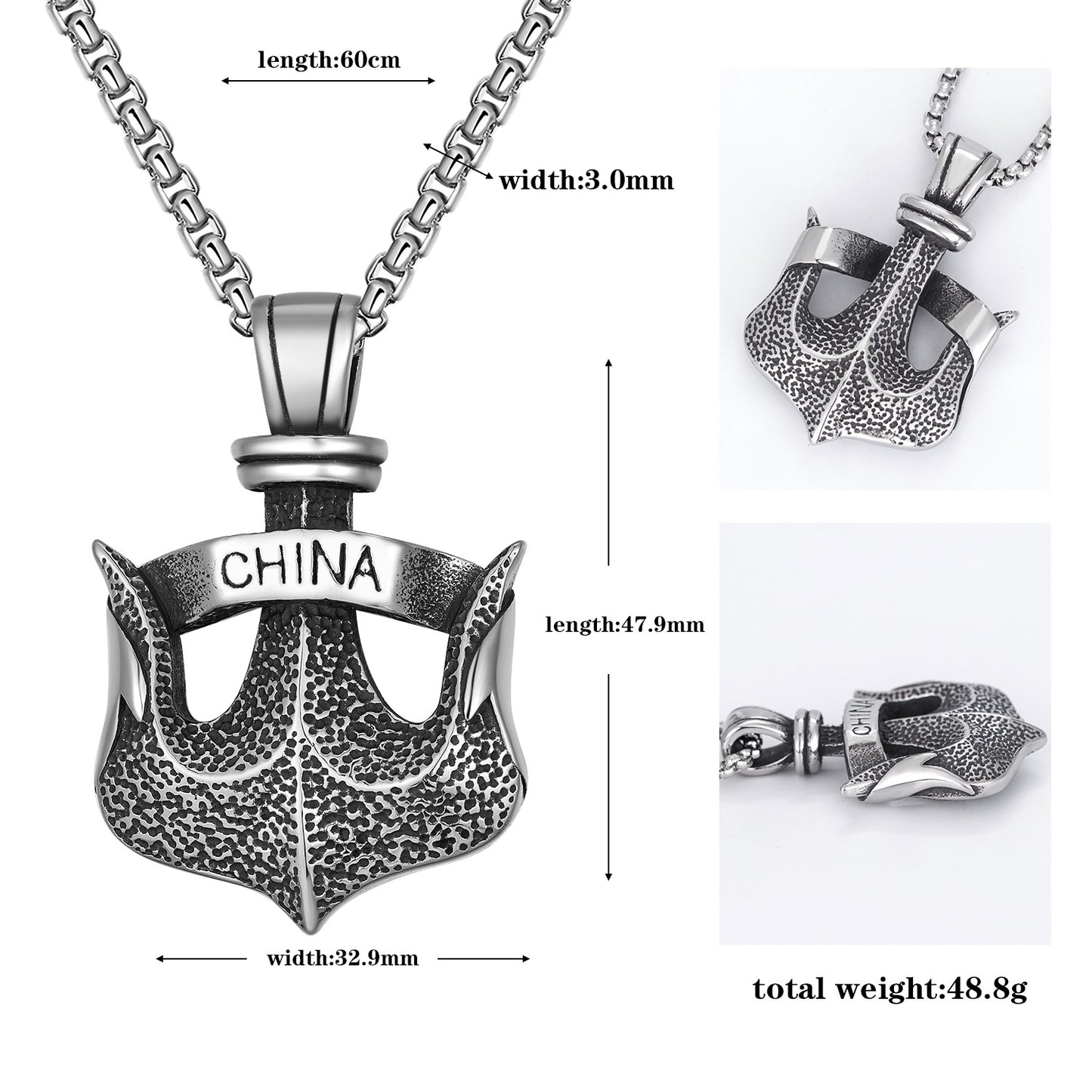 Titanium Steel Necklace – Vintage Men's Anchor Necklace