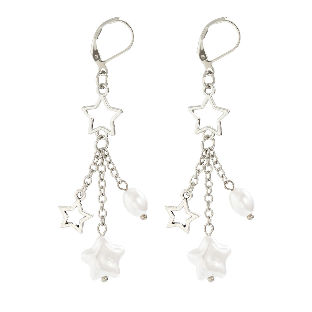 Planderful Star Shaped Pearl Fringe Earrings Vienna Verve For Women Elegant Versatile Statement Jewelry