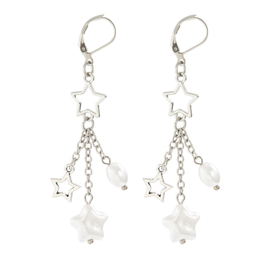 Planderful Star Shaped Pearl Fringe Earrings Vienna Verve For Women Elegant Versatile Statement Jewelry