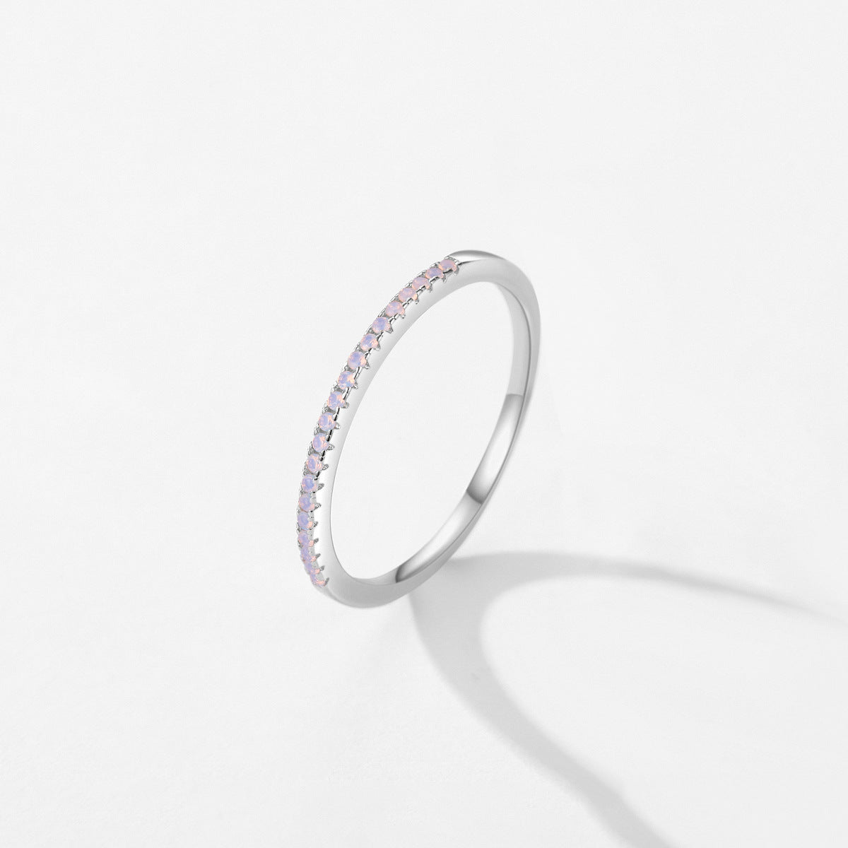Sterling Silver Ring with Pink Crystal - Niche Design for Fashion-Forward Women