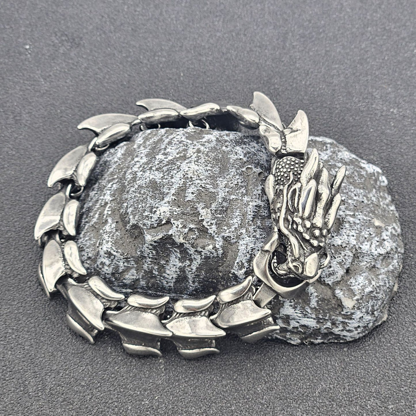 Planderful Titanium Steel Dragon Scale Bracelet For Men And Unisex Retro Keel Punk Style