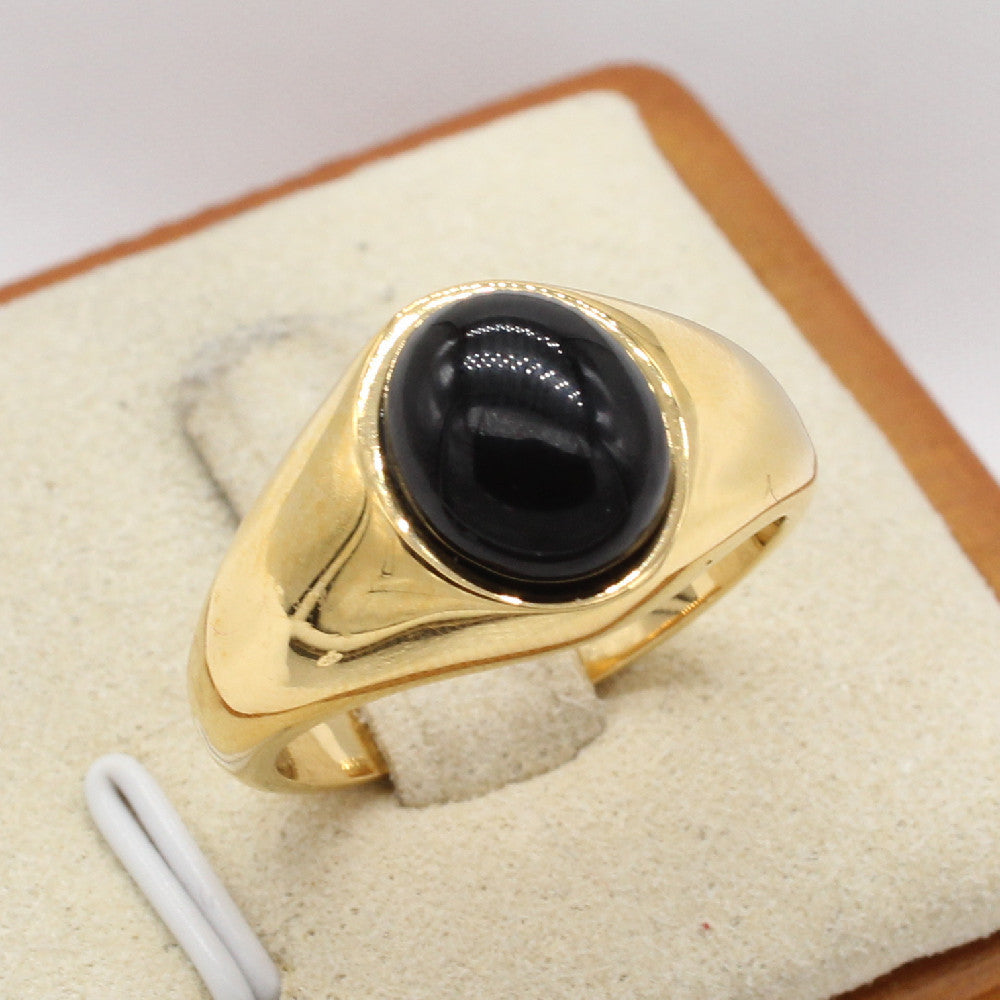 Planderful Everyday Genie Oval Stone Stainless Steel Ring For Men And Women Unisex Protection