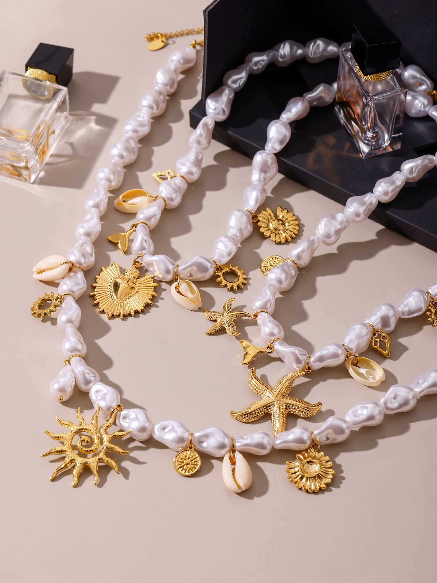 Planderful Clavicle Necklace Baroque Starfish Ocean Women