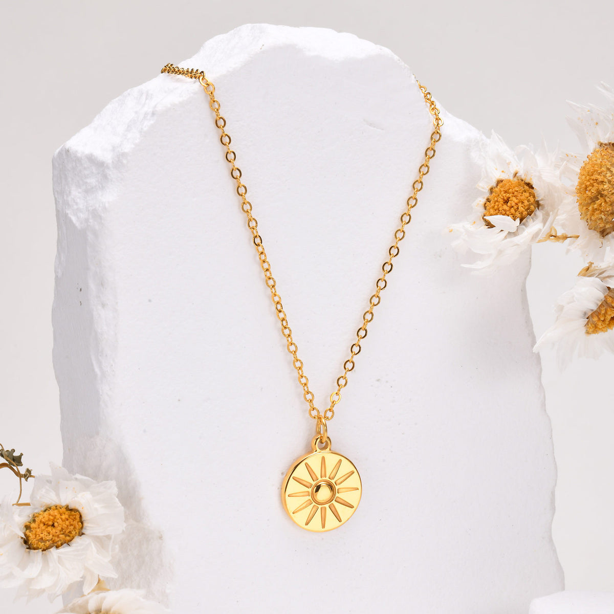 Gold Clavicle Chain Round Stainless Steel Necklace for Women