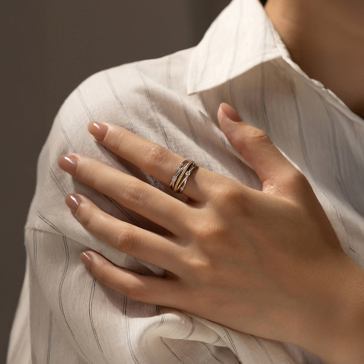 925 Sterling Silver Two-Tone Interwoven Ring