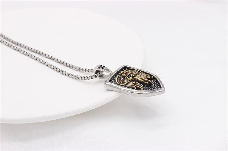 Greek God Of War Wings Shield Pendant Titanium Steel Unisex Necklace By Planderful For Him And Her