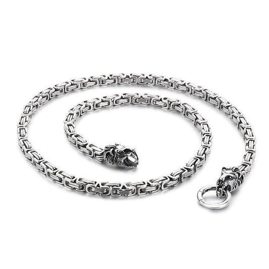 Planderful Emperor Lion Head Titanium Steel Necklace For Men