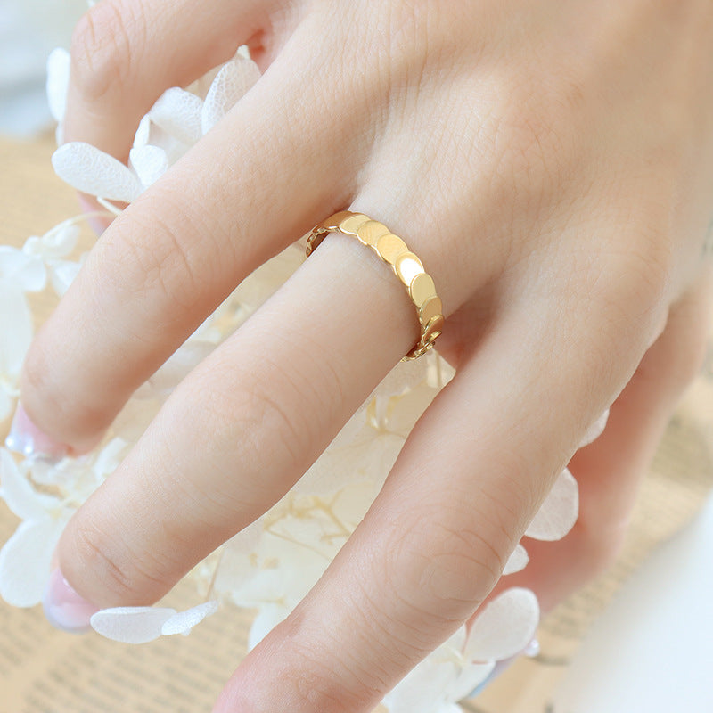 Golden Glow Titanium Steel Couple Ring with Unique Design - Everyday Genie Collection