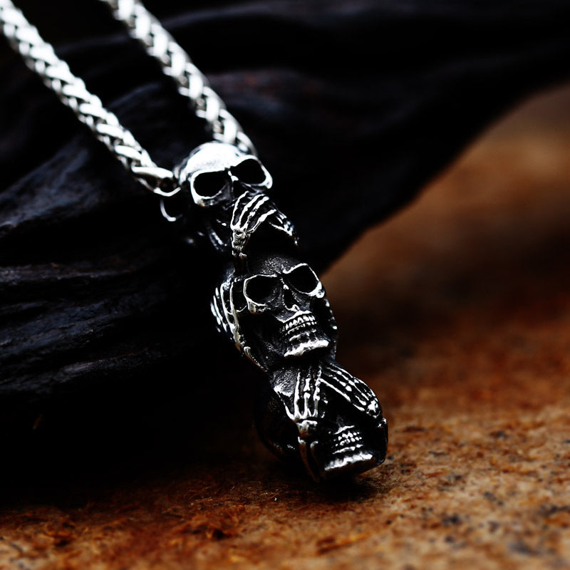 Titanium Steel Black Skull Pendant for Men - Cross-Border Stainless Steel Accessory