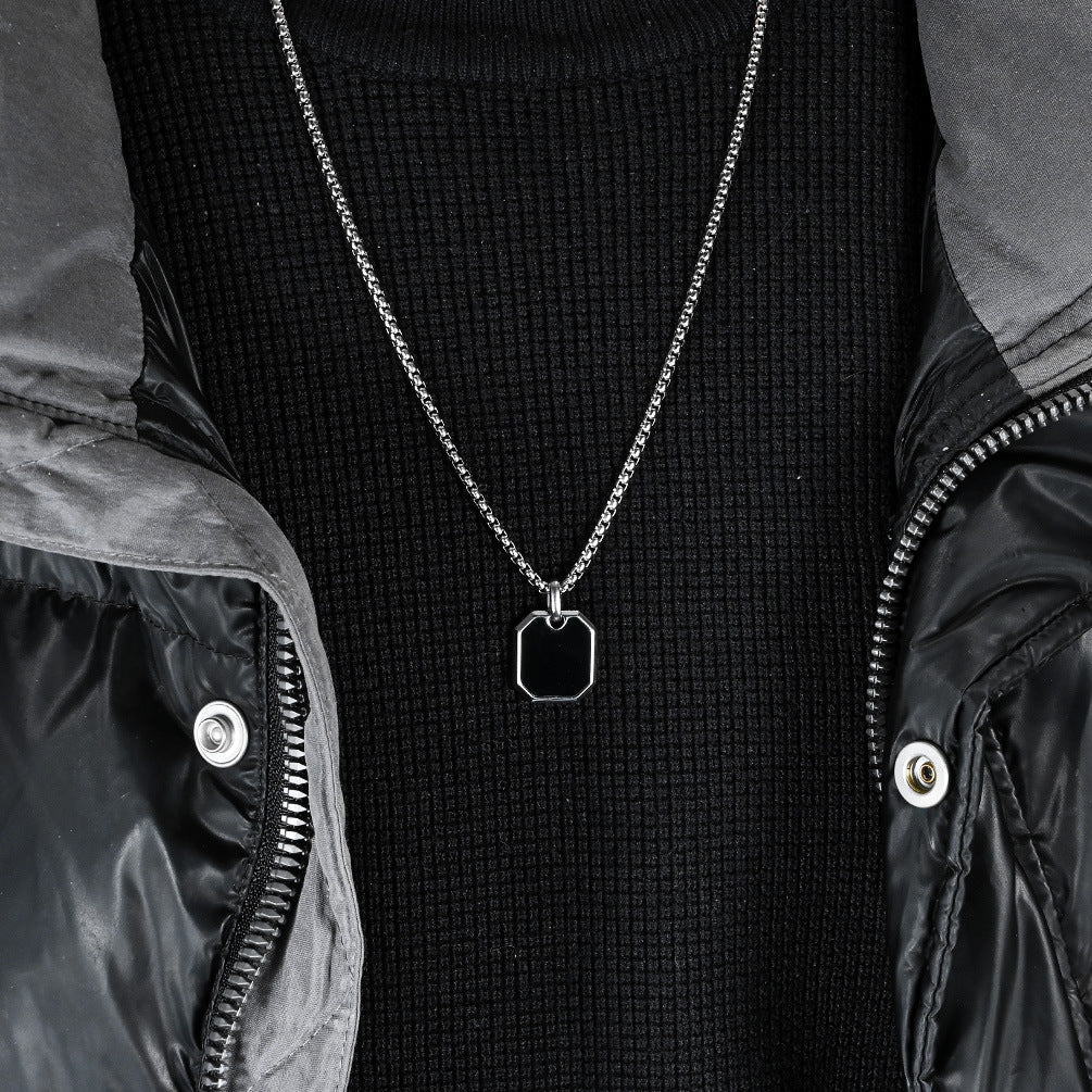 Planderful Titanium Steel Necklace Geometric Square Design For Streetwear Enthusiasts And Everyday Wear