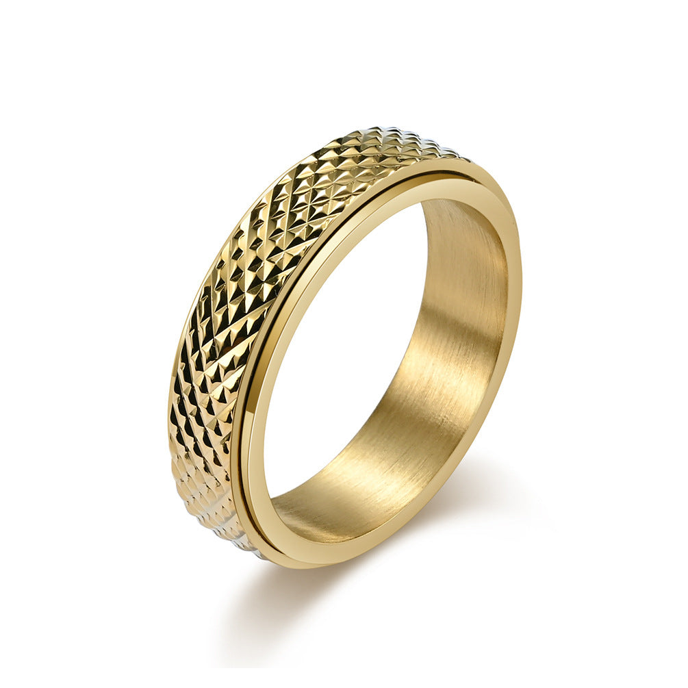 Planderful Rotating Titanium Ring Rhombus Design Unisex Fashion for Hipster Jewelry Lovers