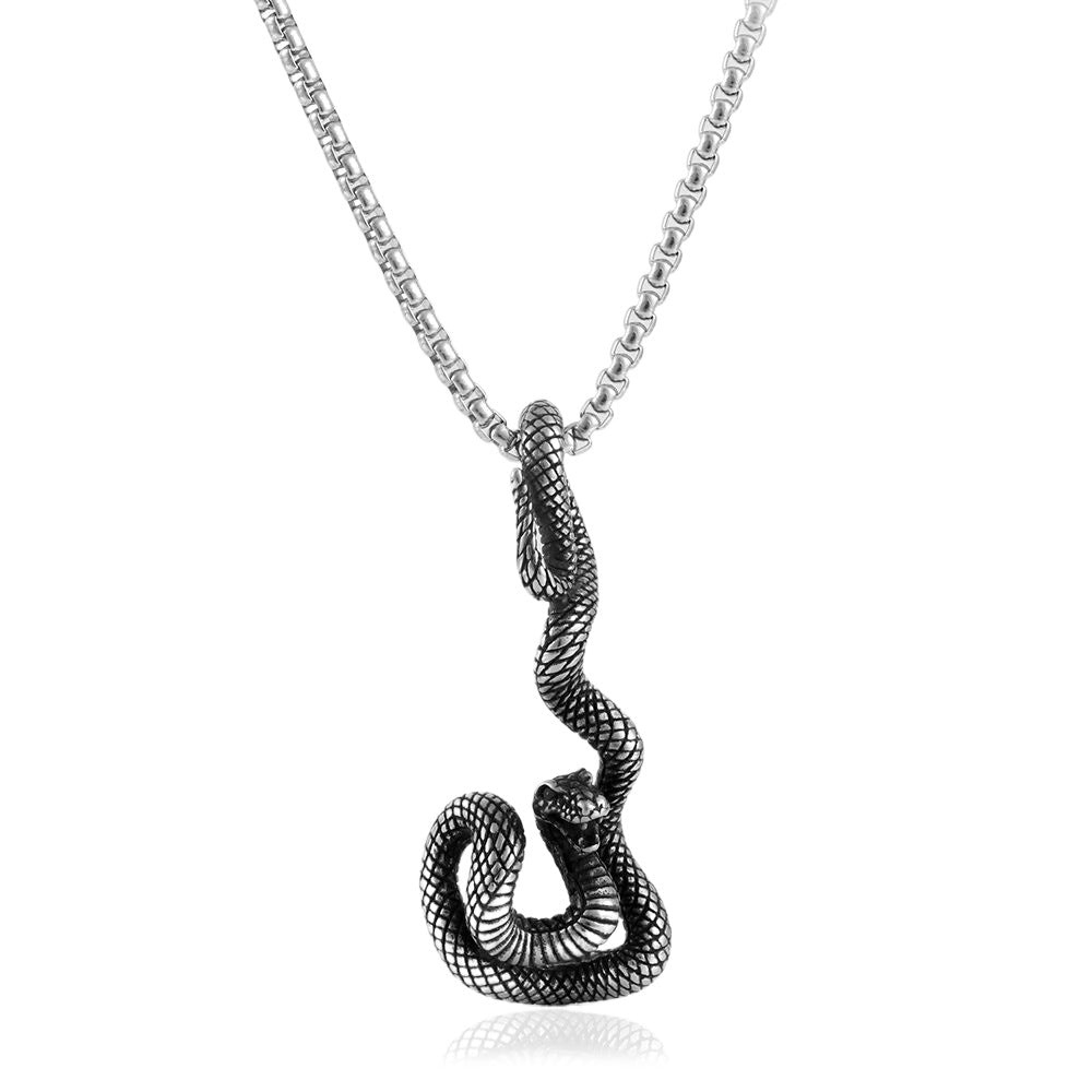 European And American Titanium Steel Snake Pendant Necklace