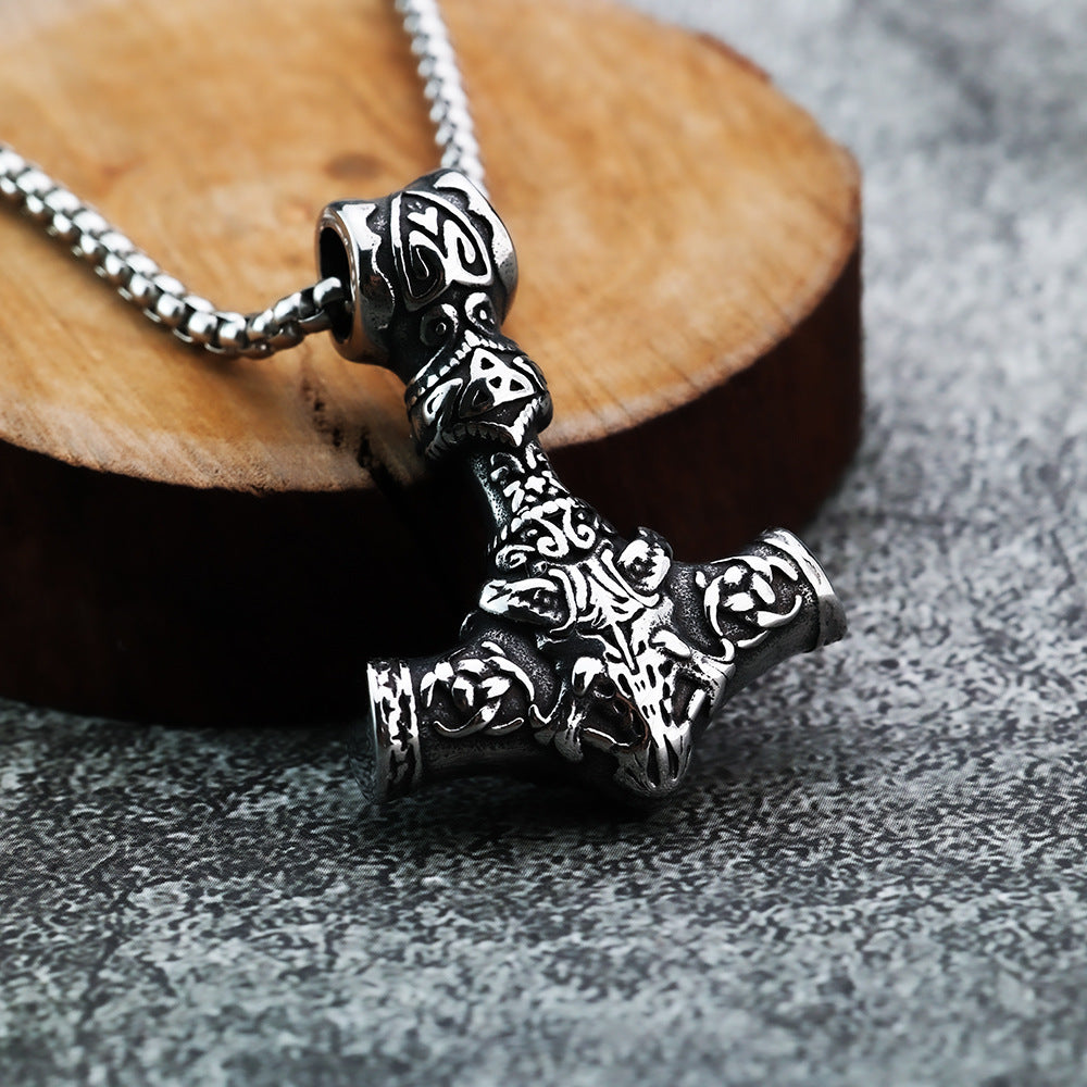Vintage Men's Pendant Viking Quake Necklace Stainless Steel