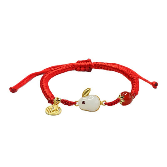Red Agate and Rabbit Jade Fortune's Favor Bracelet