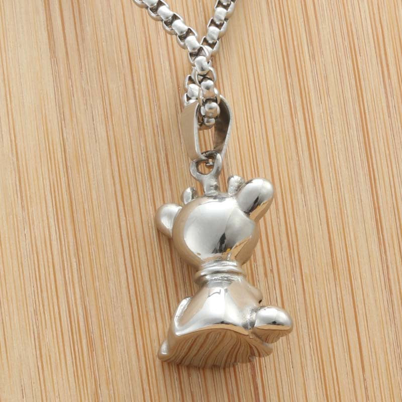 Punk-Inspired Vintage Titanium Steel Bear Pendant Necklace for Men