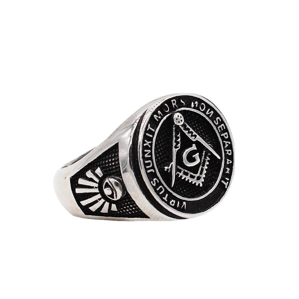 Planderful Masonic Triangle Titanium Steel Ring Unisex Fashion Statement For Men Women