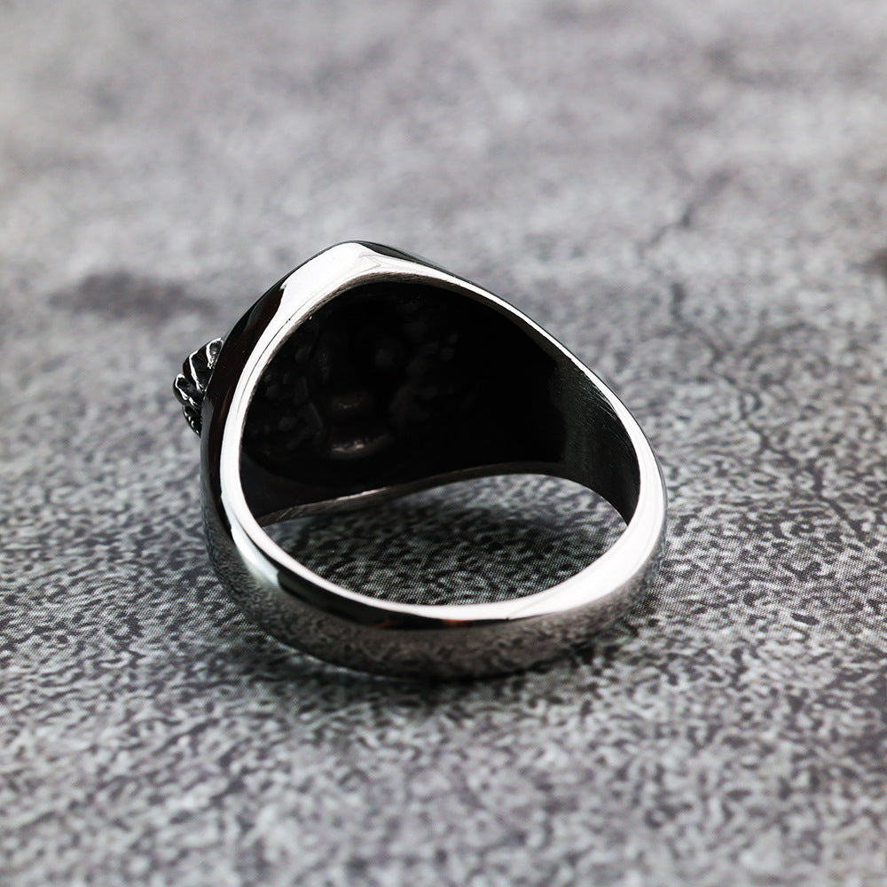 Cross-Border Skull Simple Stainless Steel Ring for Men