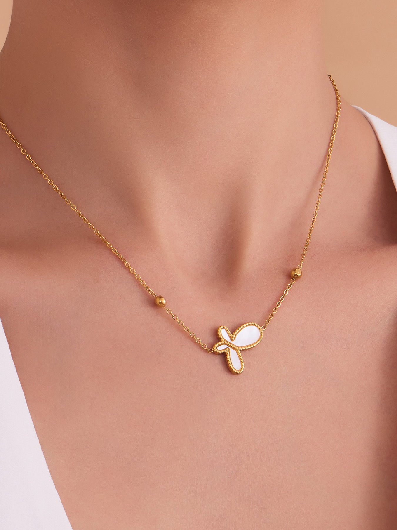 Planderful Genie Butterfly Necklace White Shell Inlay