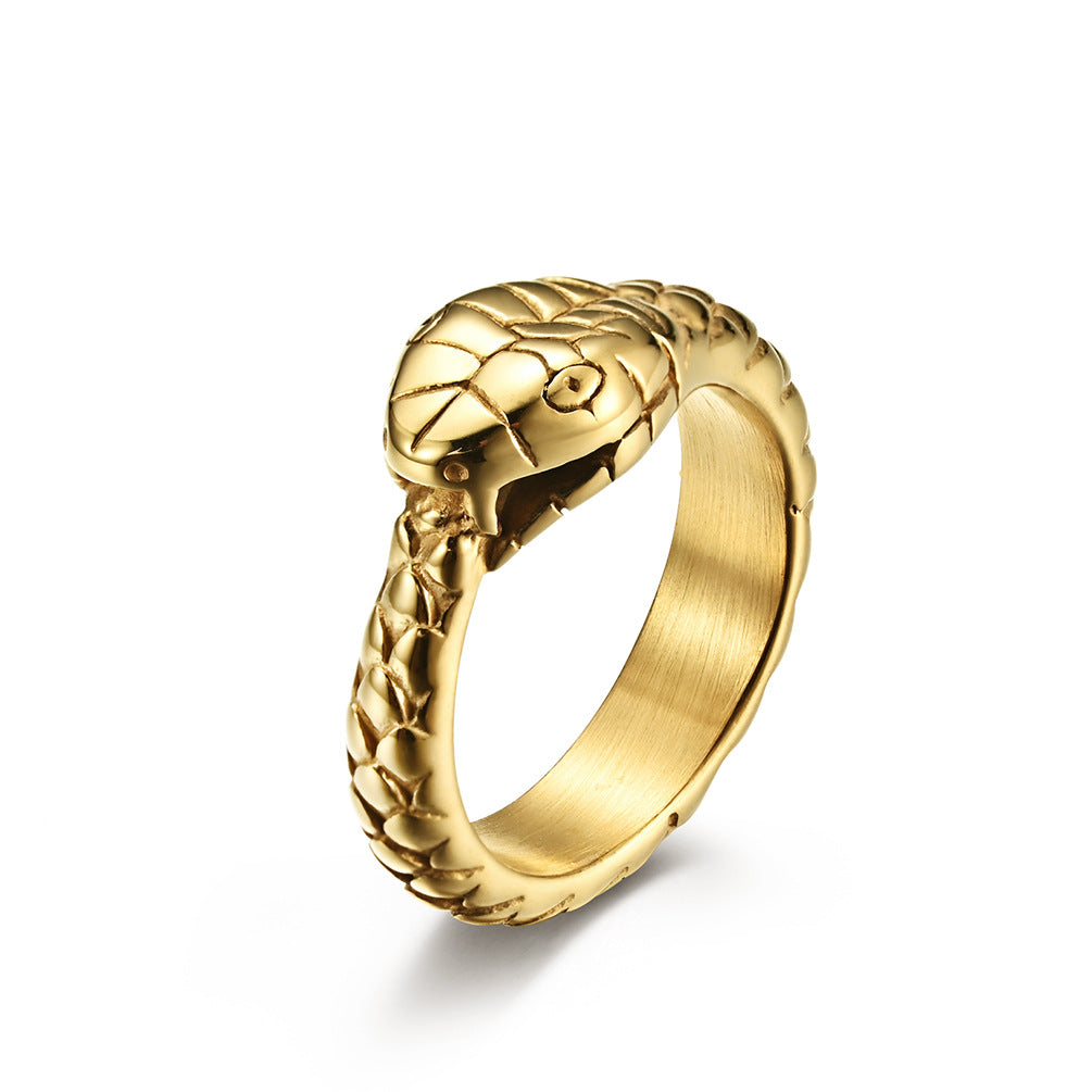 Planderful Gluttonous Snake Ring Titanium Steel Vacuum Gold Plated For Men And Women Hipster Index Finger Ring