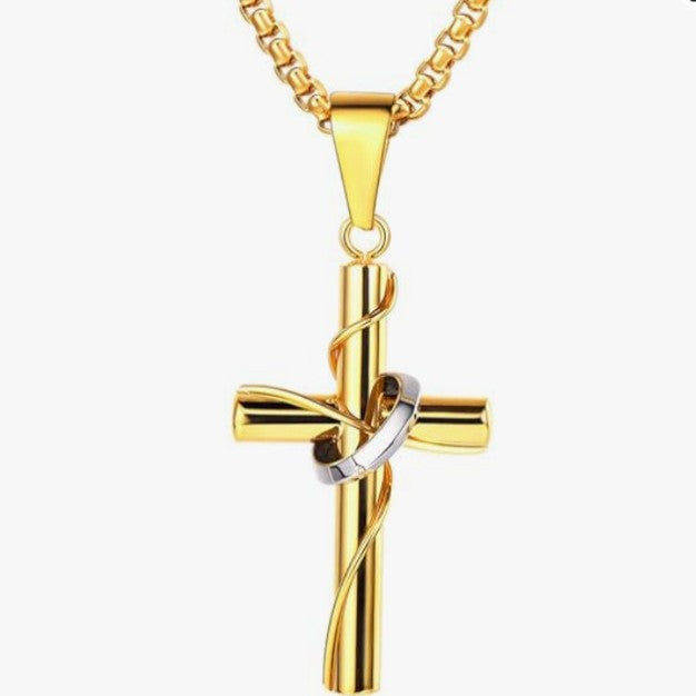 1. Planderful Stainless Steel Cross Pendant Necklace Unisex Korean Jewelry Hip Hop Style Gift