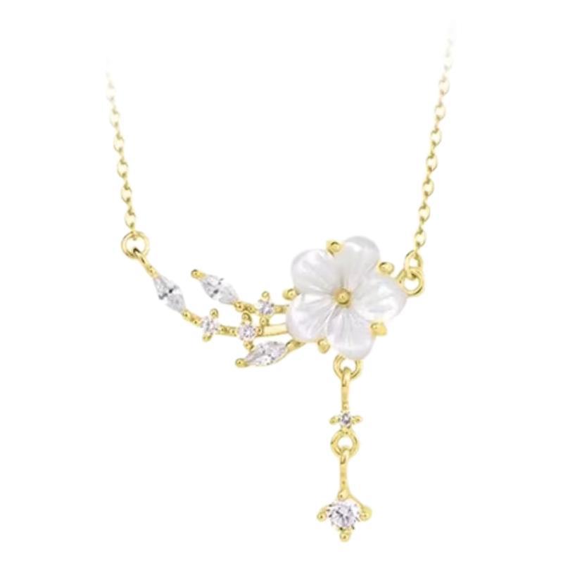 925 Sterling Silver Camellia Necklace Women's Luxury Gift