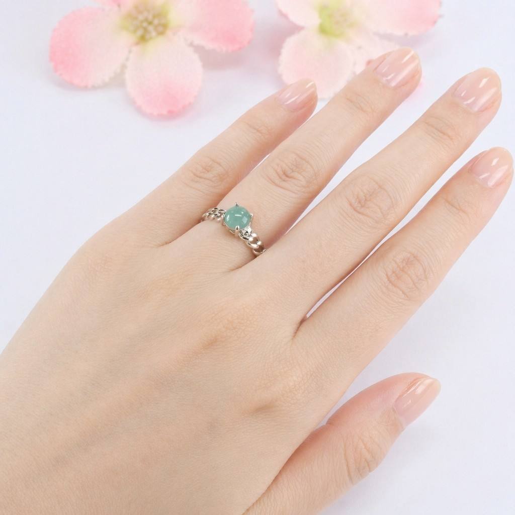Blue-Water Jadeite Twisted Ring