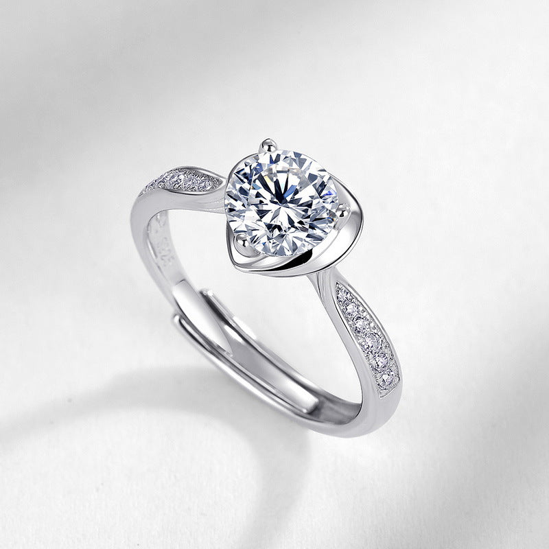 Planderful Classic Moissanite Sterling Silver Ring – 6.5 × 6.5 mm, 1 ct – Style 6