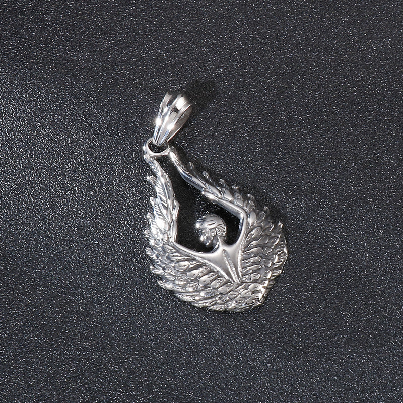 Urban Retro Angel Wings Titanium Steel Pendant for Him