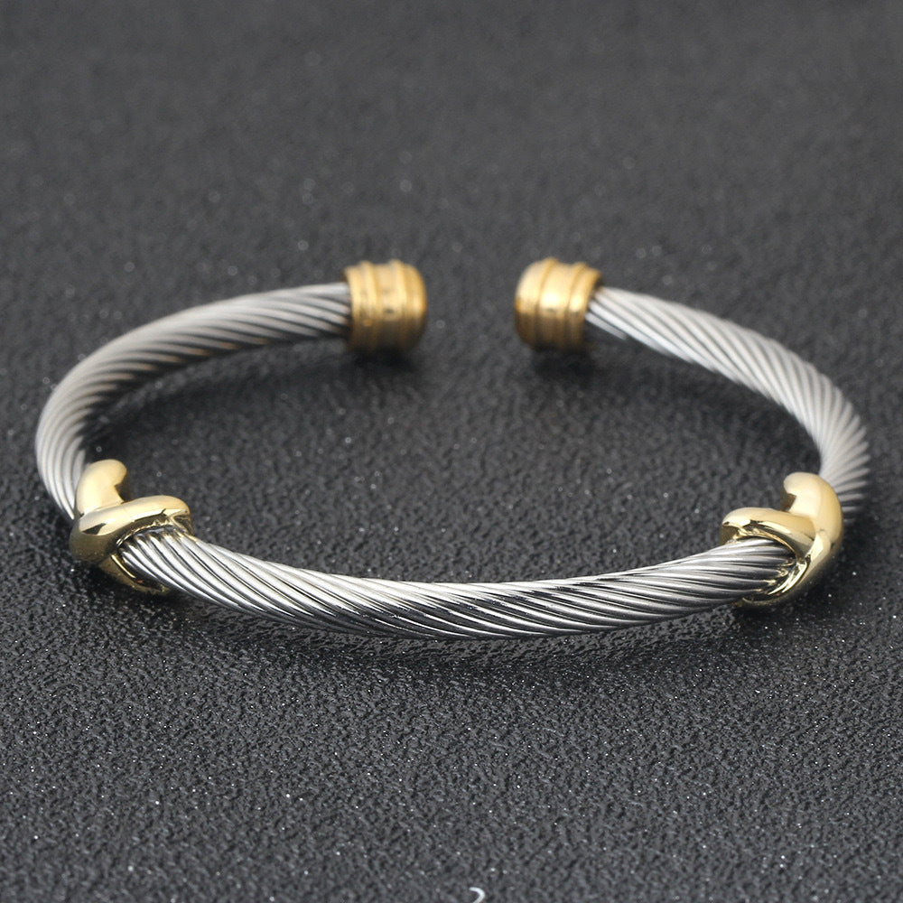 Planderful Collection Personalized Adjustable Twist Wire Versatile Stainless Steel Bracelet For Women