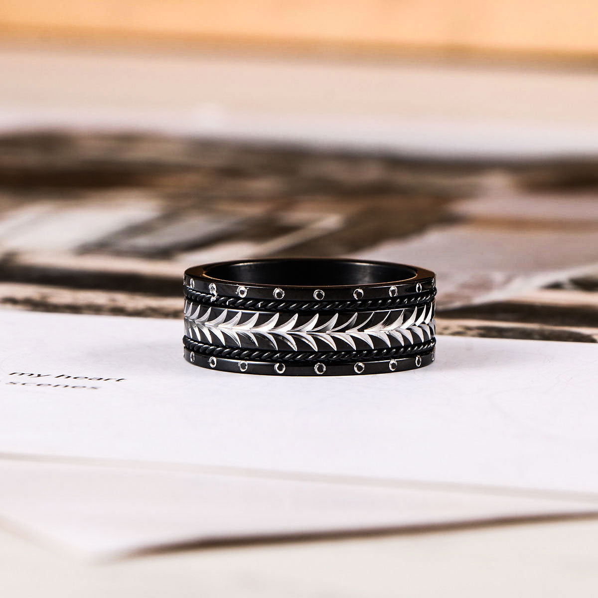 Electroplated Wheat Ear Ring – Stainless Steel Locomotive Men's Ring