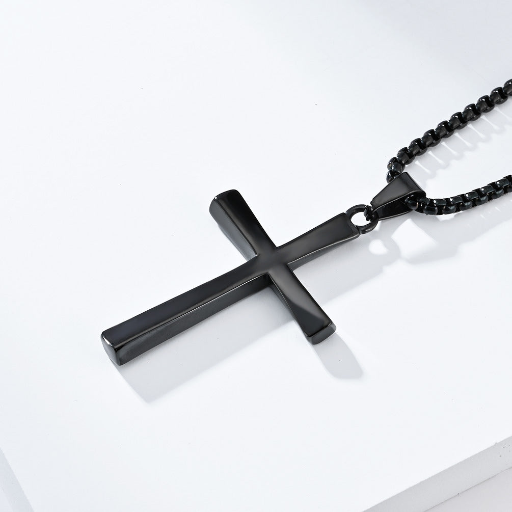 Twisted Titanium Steel Cross Necklace for Men - Personalized Pendant