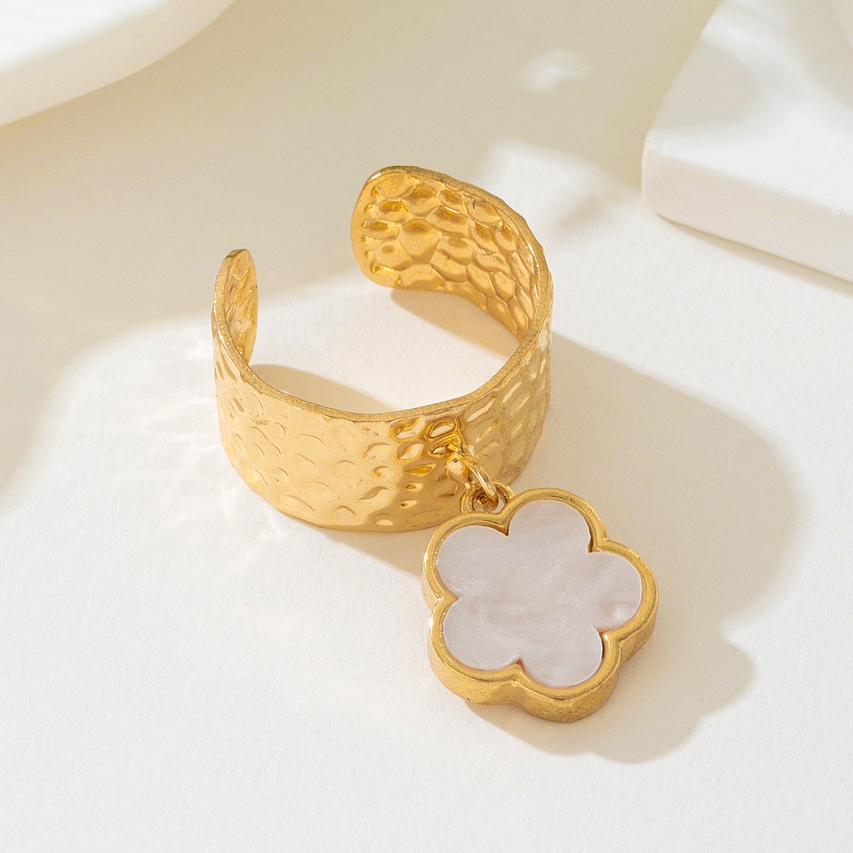 Elegant Five-Leaf Clover Ring for Stylish Women by Planderful