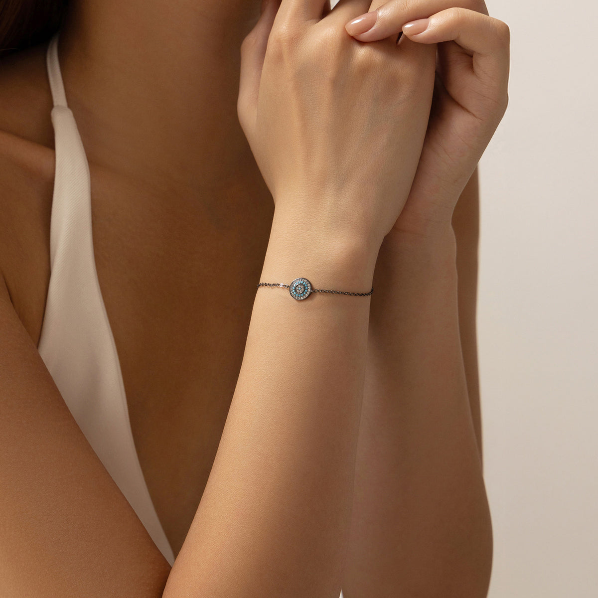925 Sterling Silver Black Turquoise Geometric Bracelet