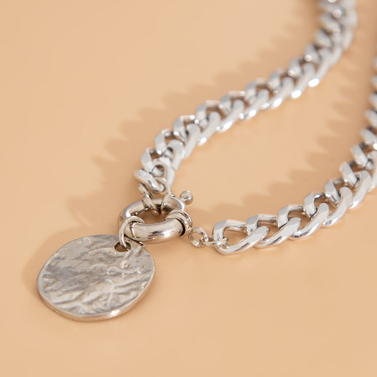 Irregular Disc Pendant Necklace